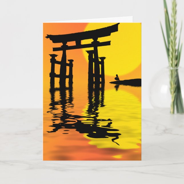 Carte Dessin de coucher du soleil japonais Torii (porte) (Devant)