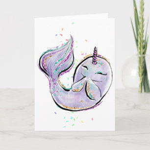 Carte Dessin de Cute Narwhal Kawaii Illustration Ajouter