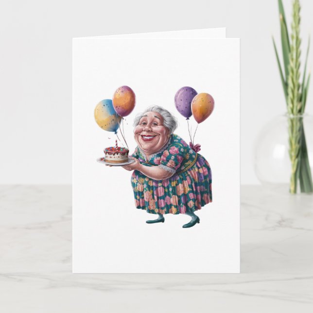 Carte Dessin de fête d'anniversaire de grand-mère drôle  (Devant)