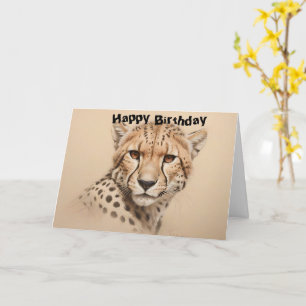 Carte Dessin de la tête de Cheetah anniversaire