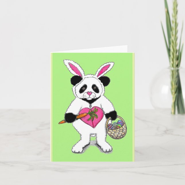 Carte Dessin de lapin de Pâques panda (Devant)