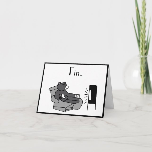 Carte Dessin de Lazy Dad Bear avec "Fin", Vidéo Noir (Devant)