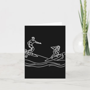 Carte Dessin de ligne de planche de surf amateur de plag
