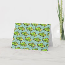 Dessin de poisson vert de dessin animé drôle