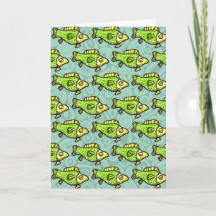 Carte Dessin de poisson vert de dessin animé drôle