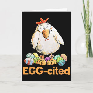 Carte Dessin de poulet de Pâques drôle excitant