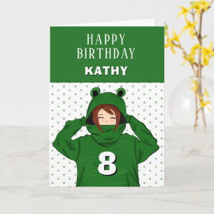 Carte Dessin de Sweat à Capuche Grenouille Verte Fille M