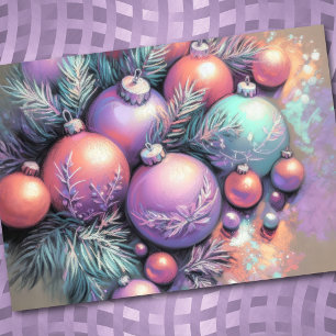Carte Dessin dur Pastel Motifs de Noël Purple Pêche