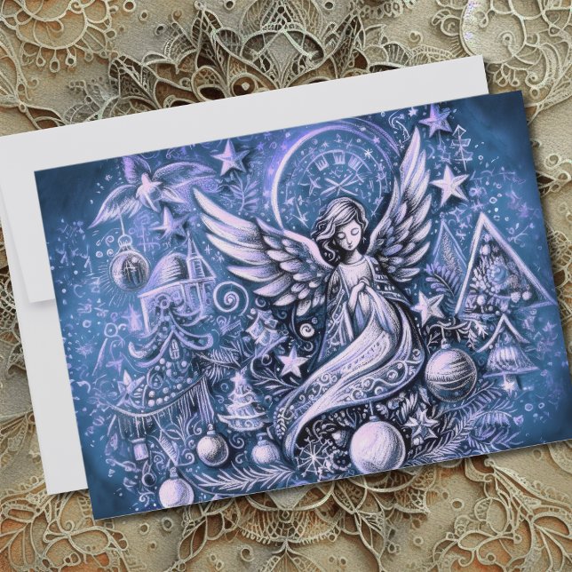 Carte Dessin dur Pastel Noël Angel bleu (Créateur téléchargé)