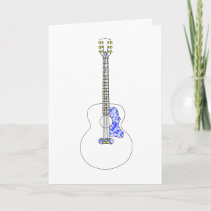 Carte Dessin en ligne simple Guitare acoustique Cool Mus