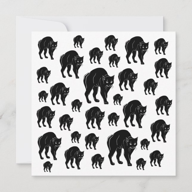 Carte Dessin en silhouette de chat noir à rallonge d'Hal (Devant)