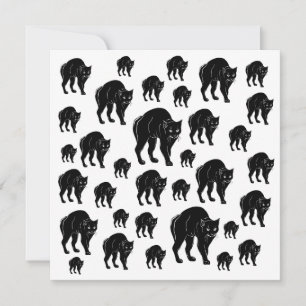 Carte Dessin en silhouette de chat noir à rallonge d'Hal