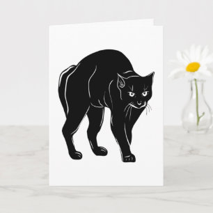 Carte Dessin en silhouette de chat noir à rallonge d'Hal