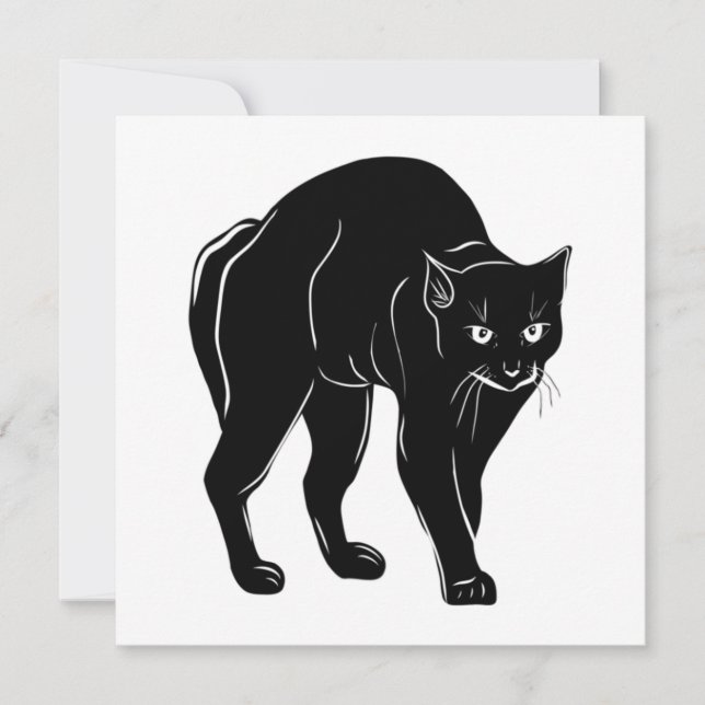 Carte Dessin en silhouette de chat noir à rallonge d'Hal (Devant)
