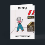 Carte Dessin Femme à Bar IOU - BF4E Joyeux anniversaire<br><div class="desc">Mettons un sourire sur votre BF4E et rappelons-lui combien il/elle vous manque. Destinataire personnalisé,  IOU,  message d'anniversaire et message intérieur pour le rendre unique et encore plus personnel et amusant!</div>
