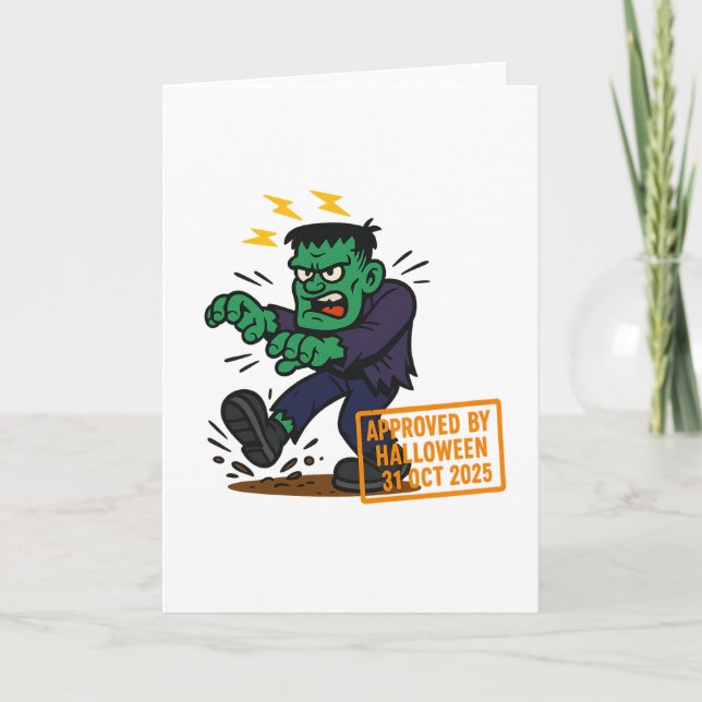 Carte Dessin Frankenstein - Approuvé par Halloween (Devant)