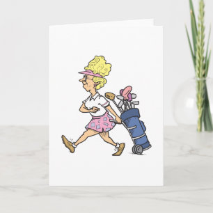 Carte dessin humoristique de lady golfer
