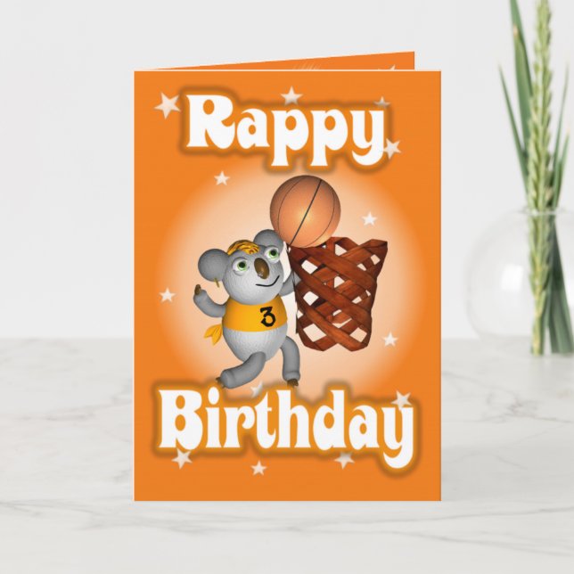 Carte Dessin Koala Jouer Au Basket-ball Joyeux Anniversa (Devant)
