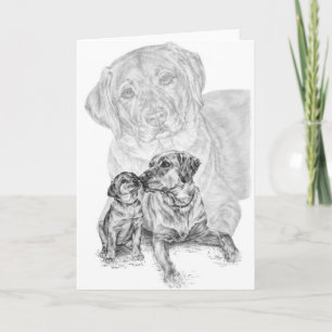 Carte Dessin Lab Dog & Puppy par Kelli Swan