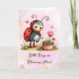 Carte Dessin ludique de coccinelle vintage "Meilleurs jo
