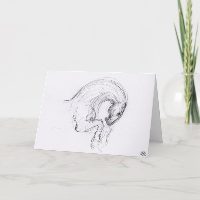 Carte Dessin original 4 Horse Year Zodiac Grey Card (Devant)