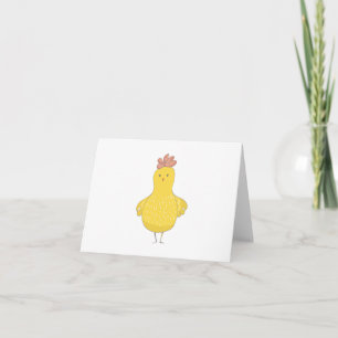 Carte Dessin Pâques Poulet aux fleurs BLANC