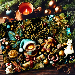 Carte Dessin Pastel de Noël Whimsical