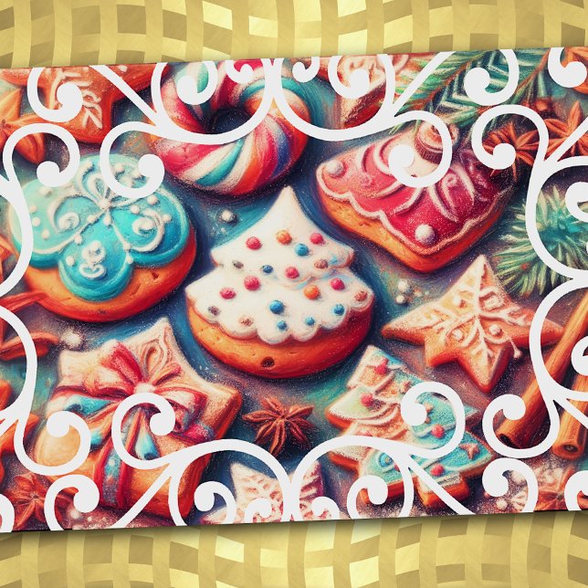 Carte Dessin Pastel Dessin Noël Motif de vacances Cookie (Créateur téléchargé)