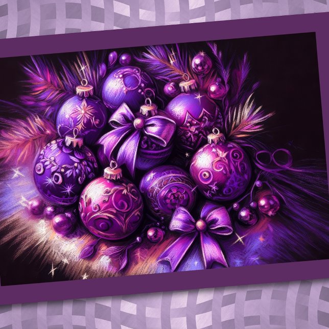 Carte Dessin Pastel Dessin Noël Motif Vacances Purple (Créateur téléchargé)