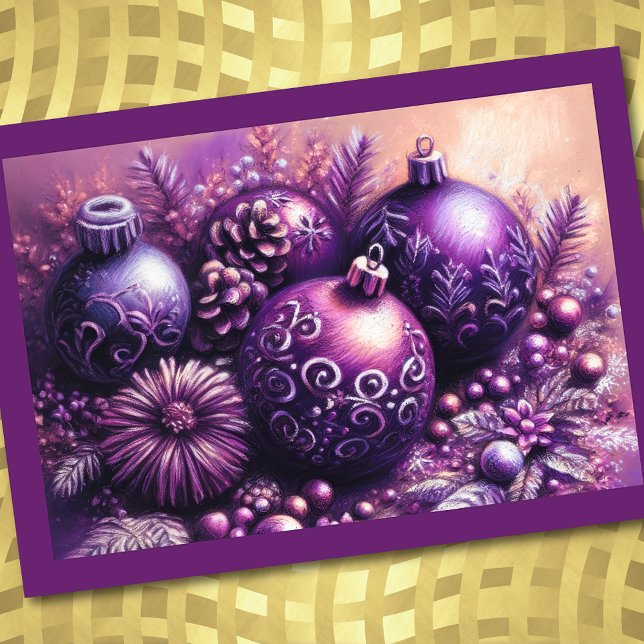Carte Dessin Pastel Dessin Noël Motif Vacances Purple (Créateur téléchargé)