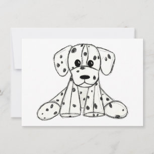 Carte Dessin simple de contour de chien en peluche dalma