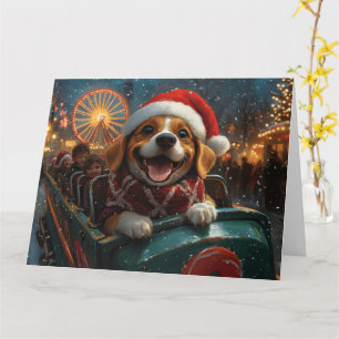 Carte Dessous de verre à rouleaux de chien beagle Noël