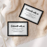 Carte Détail Bat mitzvah de Glittery noir et argen<br><div class="desc">Cette carte d'encart branchée présente des lettrages en gras sur le devant avec un look superposé en parties scintillant argent et blanc, et un arrière - plan de couleur solide. Ajoutez votre texte à l'aide du formulaire modèle. Modifiez la police, la disposition et les couleurs à l'aide de l'outil de...</div>