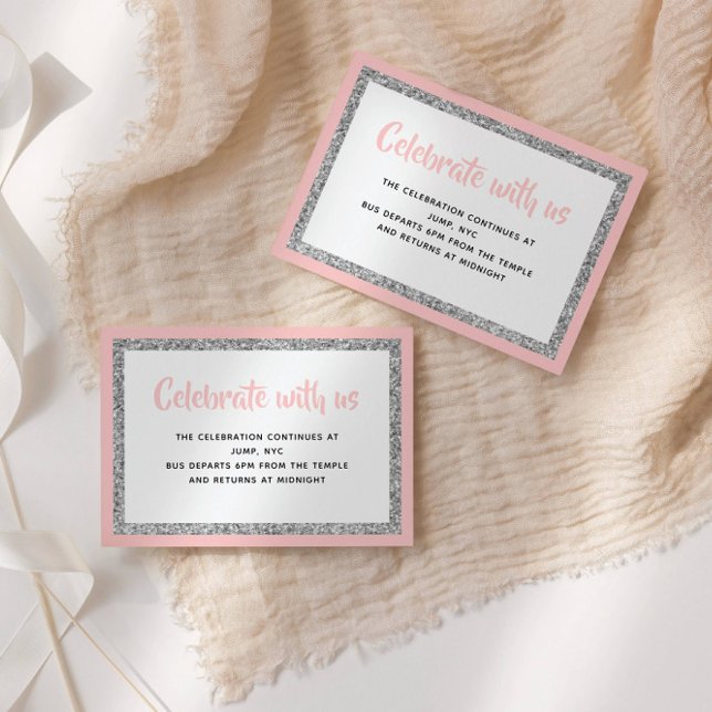 Carte Détail Bat mitzvah rose et argent (Créateur téléchargé)