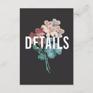 Carte détail botanique de mariage d'étreinte