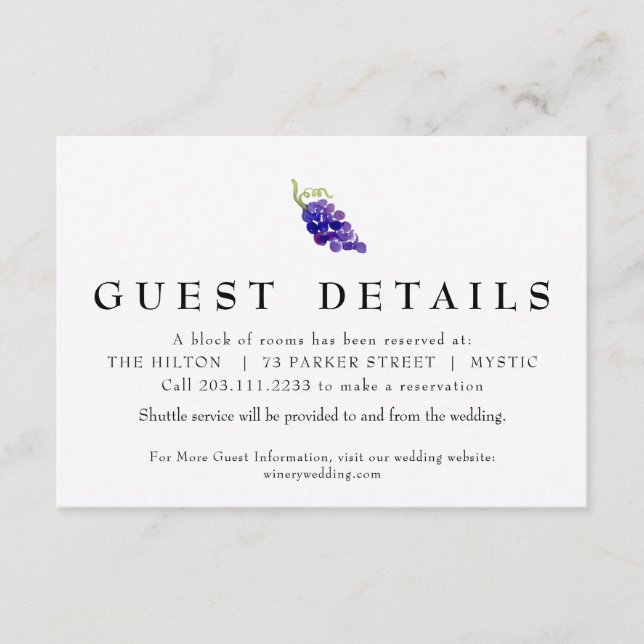 Carte Détail des raisins sur la carte Mariage Vin (Devant)