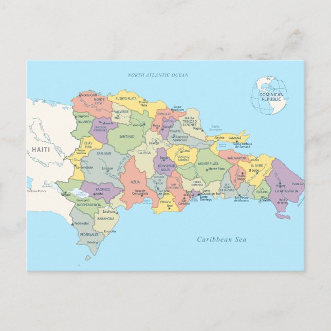 Carte détaillée de la République Dominicaine (Devant)