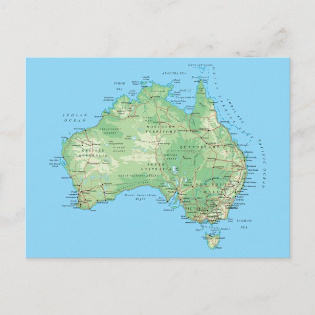 Carte détaillée de l'Australie (Devant)