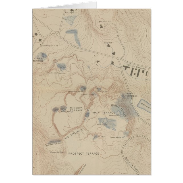Carte détaillée des sources thermales Mammoth (Devant)