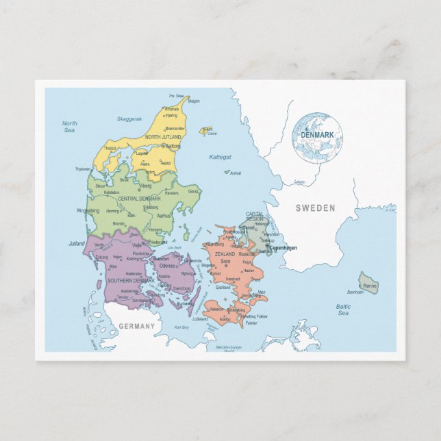 Carte détaillée du Danemark (Devant)