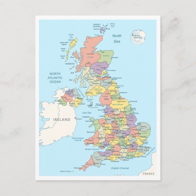 Carte détaillée du Royaume-Uni (Devant)