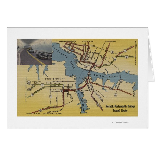 Carte détaillée du tunnel du pont Norfolk-Portsmou (Devant horizontal)