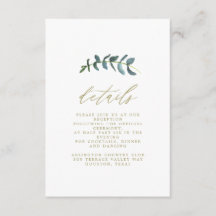 Carte Détails du Mariage feuille aquarelle
