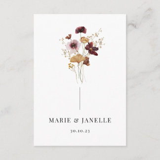 Carte Détails du Mariage Fleur sauvage