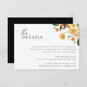 Carte Détails du Mariage Floral Orange Citrus