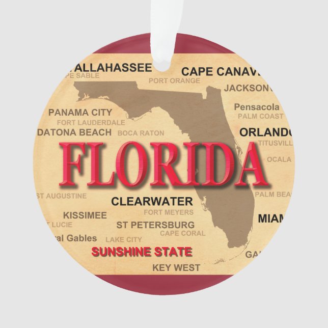 Carte d'État de Floride, Miami, Orlando, Key West (devant)