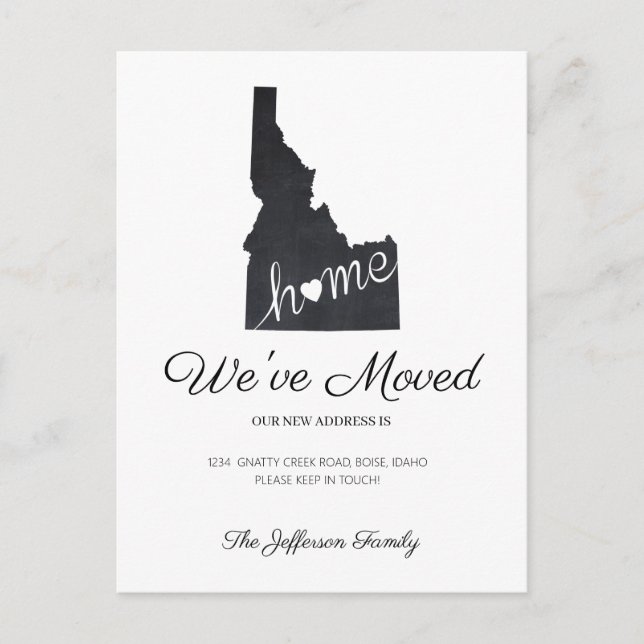Carte d'état Idaho Chalkboard Moving Postcard (Devant)