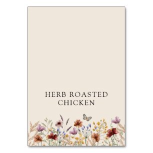 Carte d'étiquette de buffet de nourriture de fleur