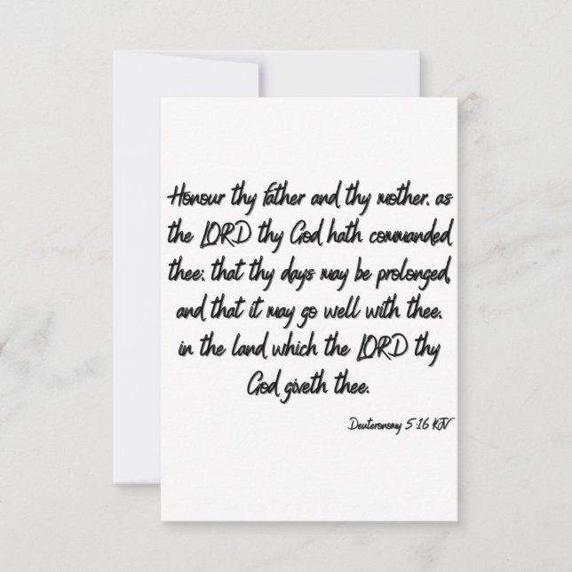 Carte Deutéronome 5:16 KJV Bible Verse Flat Salutation (Devant)