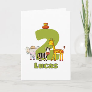 Carte Deux Animaux Sauvages de Safari 2ème Anniversaire